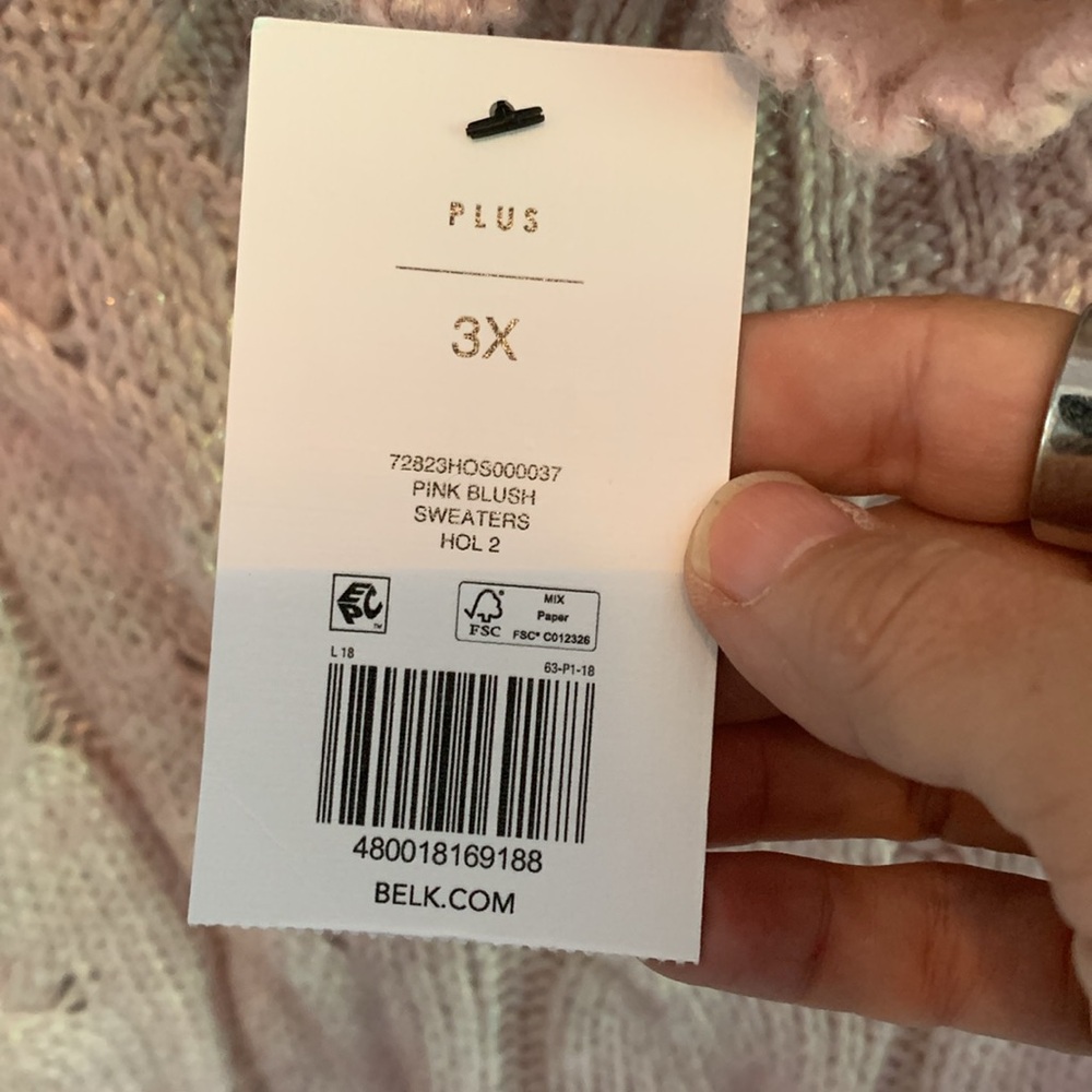 Crown & Ivy plus size cable knit sweater in blush‎ pink. NWT. Retail 79.50 - Picture 6 of 9